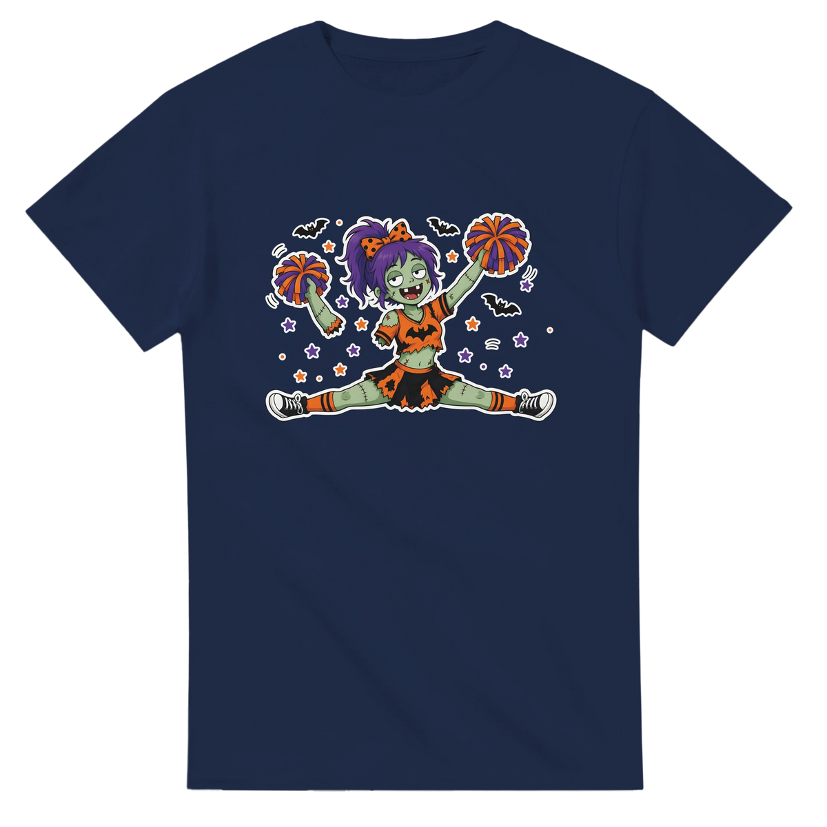 Funny Halloween t-shirt with zombie cheerleader doing the splits (view 3 of 3)