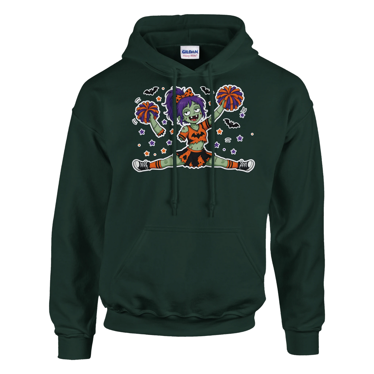 Funny Halloween hoodie with zombie cheerleader doing the splits (view 4 of 5)