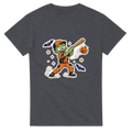 Funny Halloween t-shirt with zombie baseball player swinging a bat (view 1 of 3)