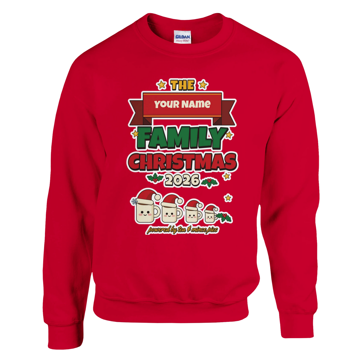 Personalised Family Christmas Jumper with 'The [Surname] Family Christmas 2026' design with a personalised surname ribbon (view 1 of 2)