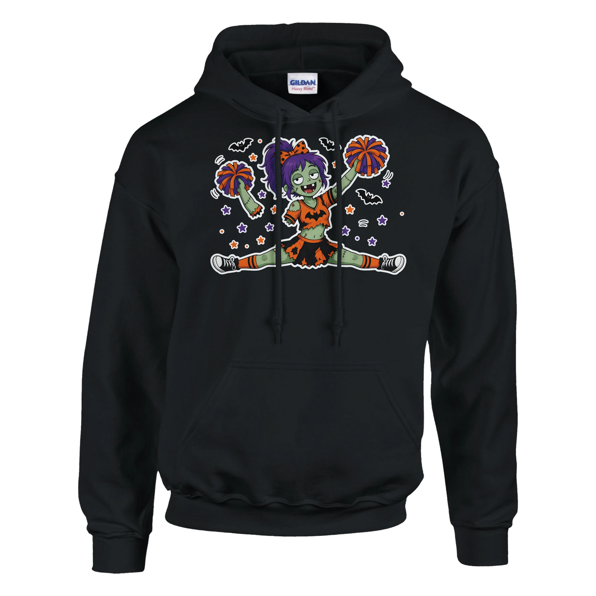 Funny Halloween hoodie with zombie cheerleader doing the splits (view 2 of 5)