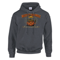 Funny Halloween hoodie with grumpy pumpkin in a flat cap with a brolly, 'Mustn't Grumble' (view 1 of 5)
