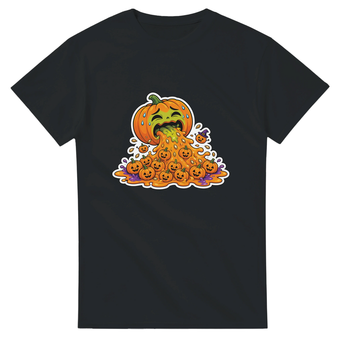 Funny Halloween t-shirt with cute pumpkin who's had too much pumpkin spice (view 2 of 3)