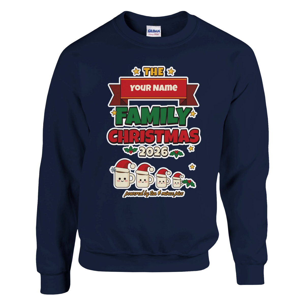 Personalised Family Christmas Jumper with 'The [Surname] Family Christmas 2026' design with a personalised surname ribbon (view 2 of 2)