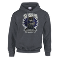 Funny British hoodie with lone wolf in a flat cap with a cup of tea, 'Sigma: Makes His Own Brew' (view 1 of 5)