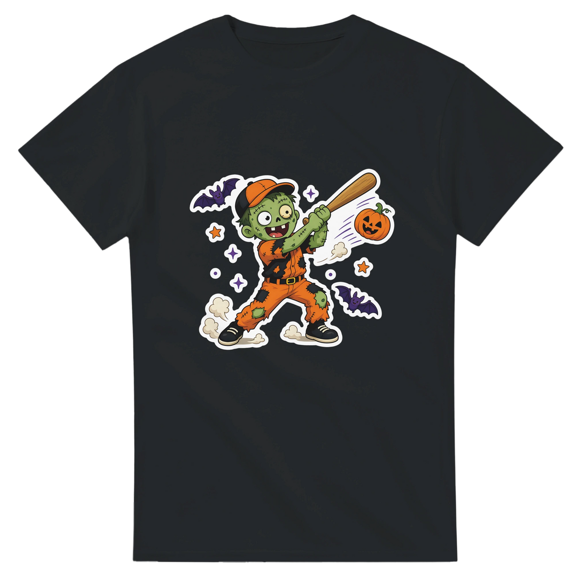 Funny Halloween t-shirt with zombie baseball player swinging a bat (view 3 of 3)
