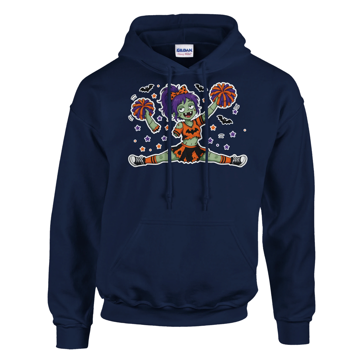 Funny Halloween hoodie with zombie cheerleader doing the splits (view 5 of 5)